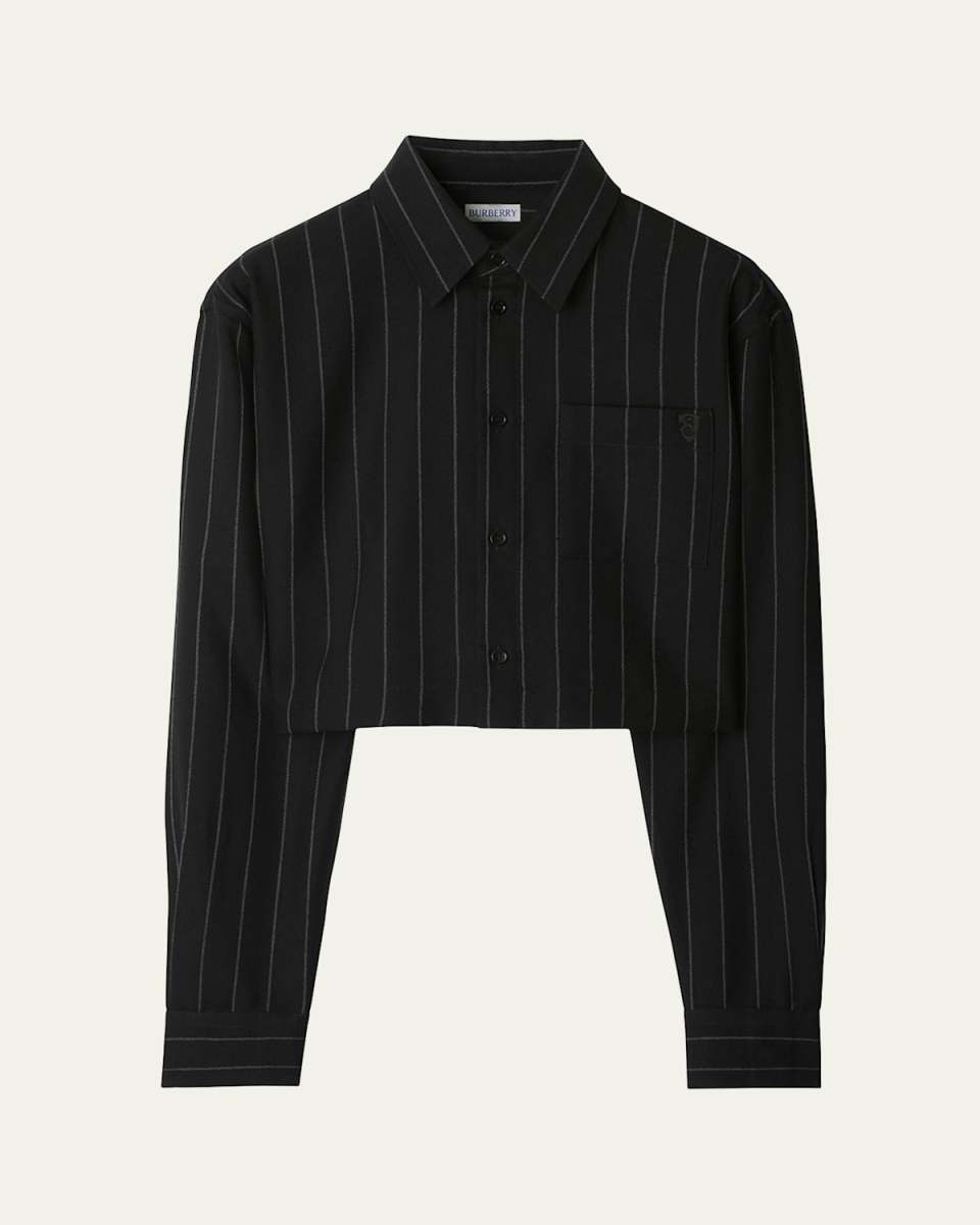 Pinstripe Cropped Wool Blouse